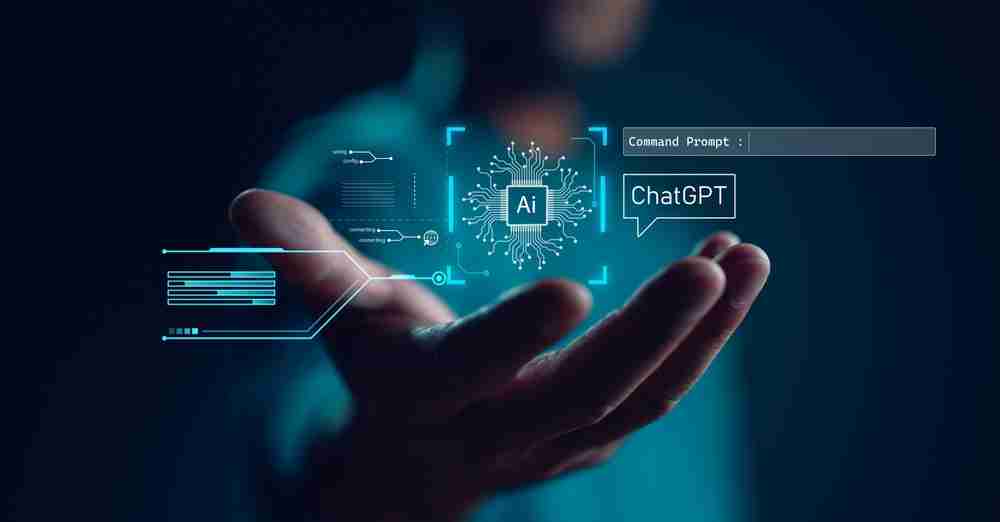 A man holding the power of AI like Chatgpt in his hand